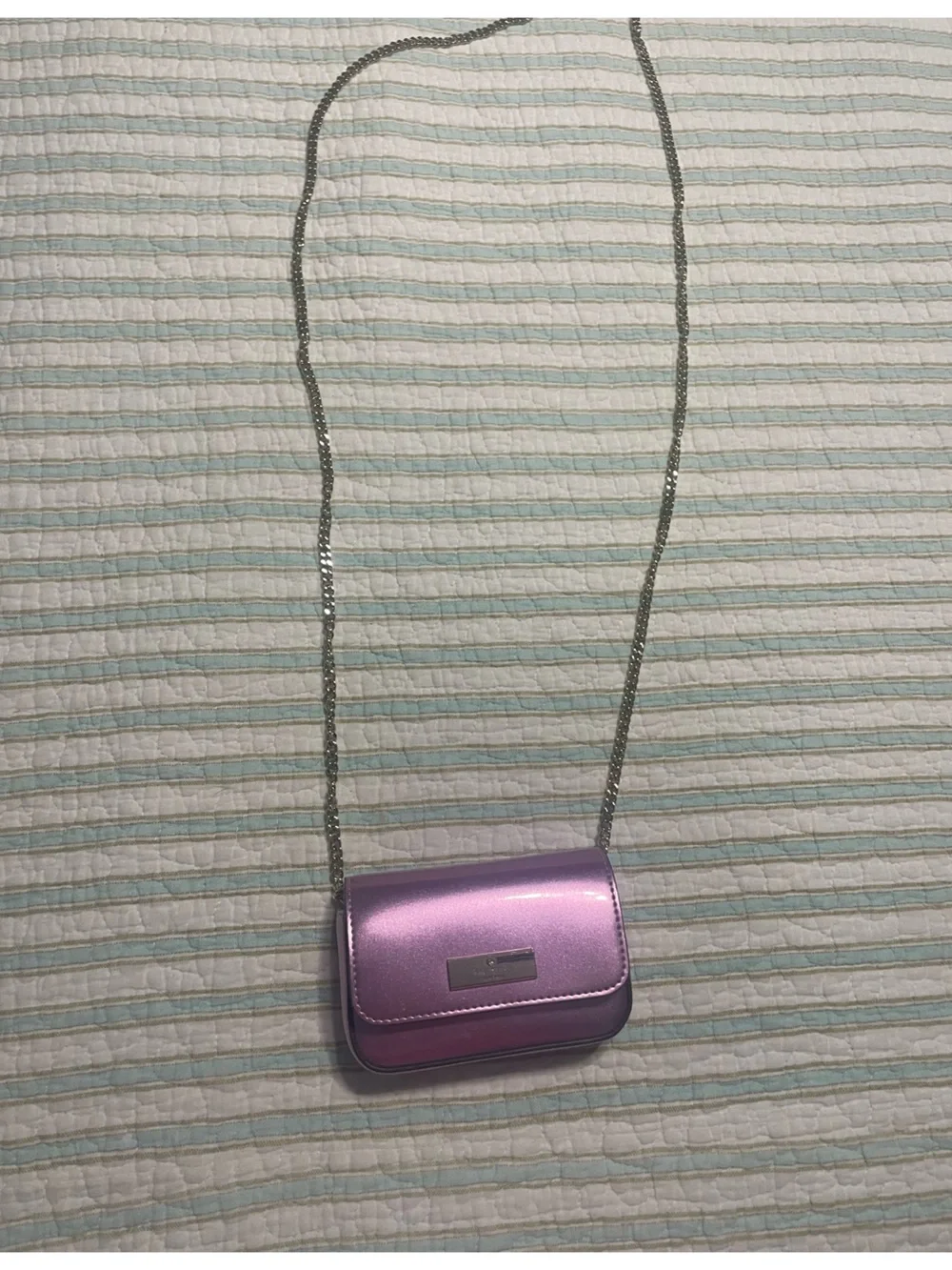 kate spade Metallic Lavender Mini Crossbody with Chain Strap